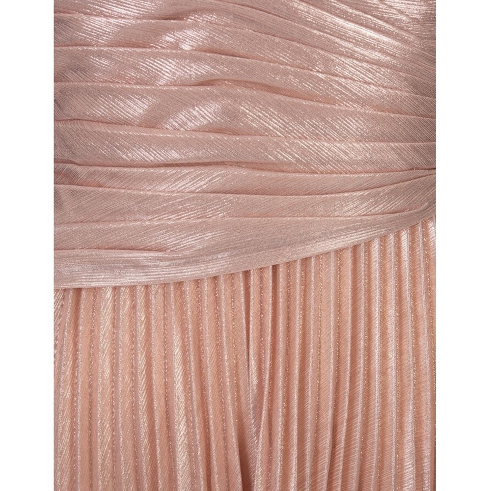 NWT RETROFETE Metallic Ballet Pink Pleated Sleeveless Crossover V-Neck Dress M - Picture 8 of 10
